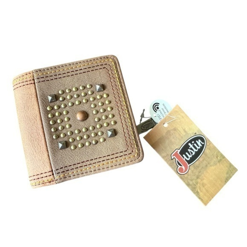(2) New ▶️ Justin ◀️ Brown Wallet with Studded Accents. Bundle of 2